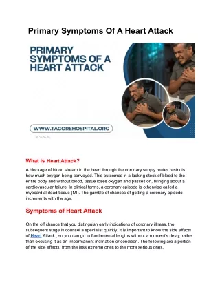 Primary Symptoms Of A Heart Attack