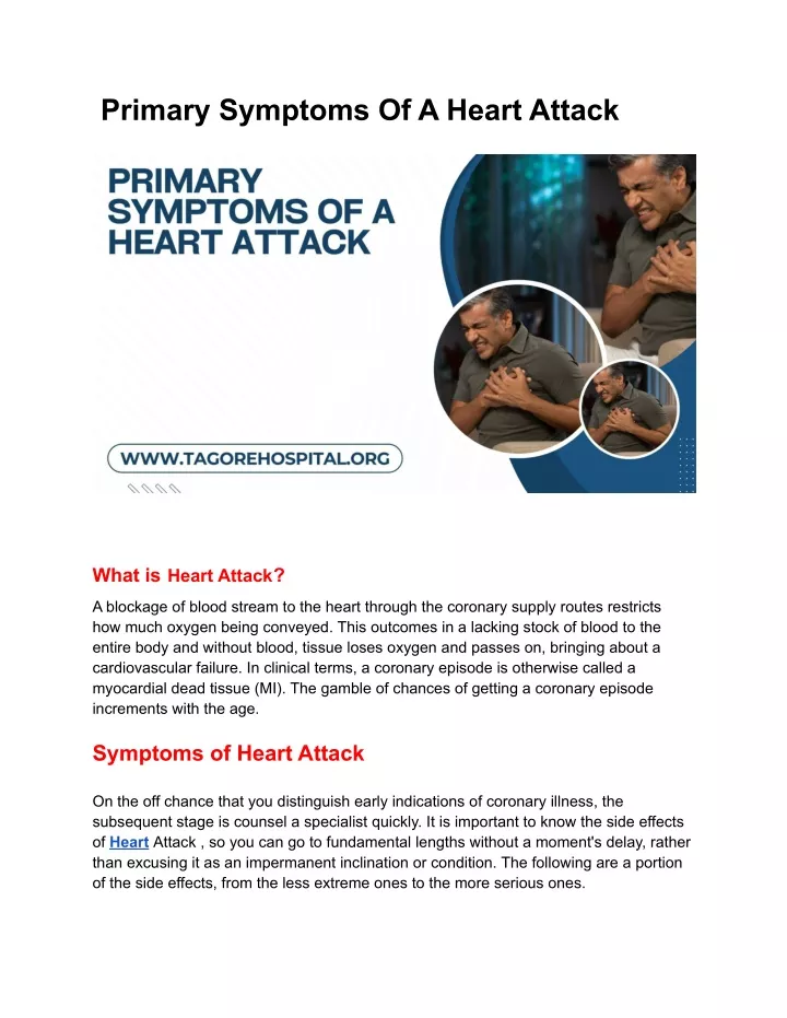 primary symptoms of a heart attack