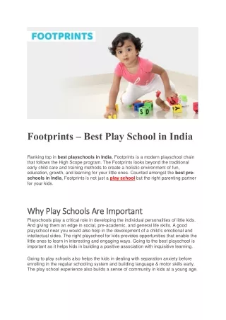Footprints – Best Play School in India