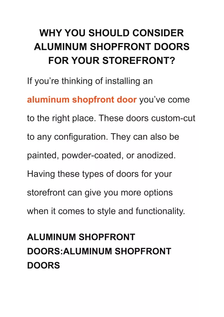 why you should consider aluminum shopfront doors