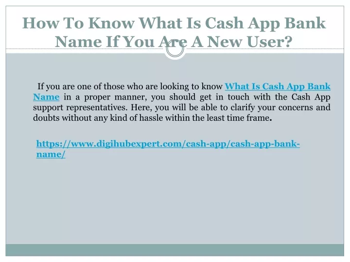 how to know what is cash app bank name if you are a new user