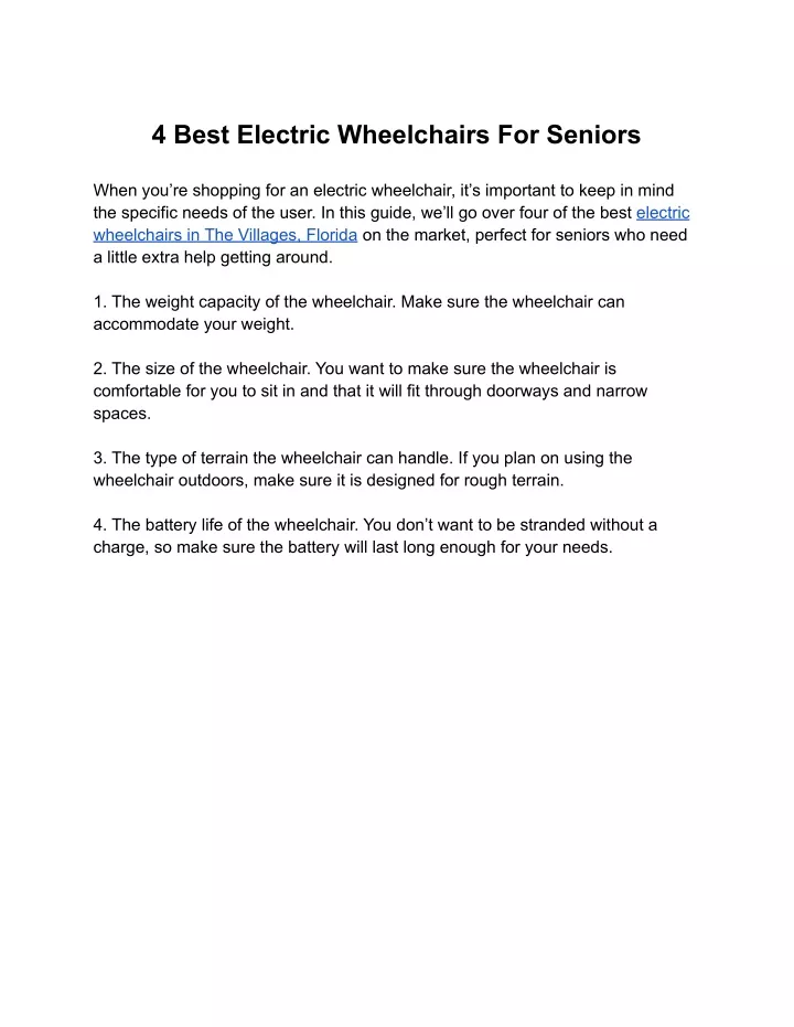 4 best electric wheelchairs for seniors