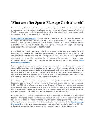 What are offer Sports Massage Christchurch