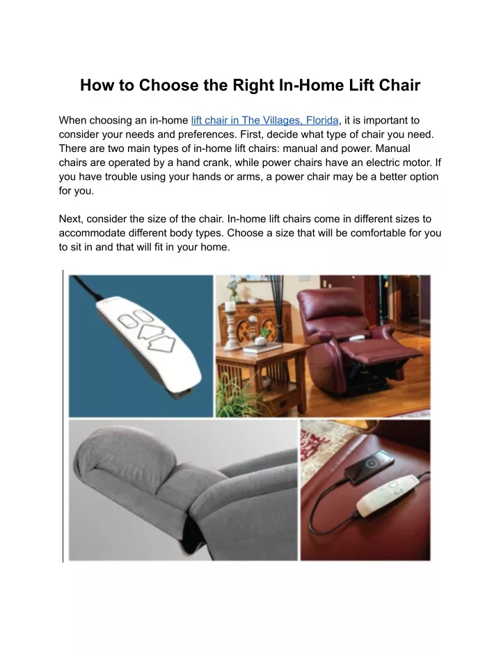 how to choose the right in home lift chair