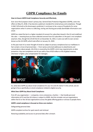 gdpr compliance for emails