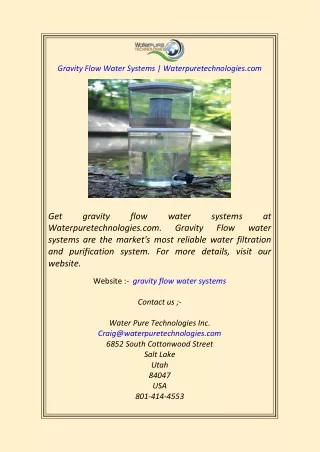 Gravity Flow Water Systems Waterpuretechnologies.com