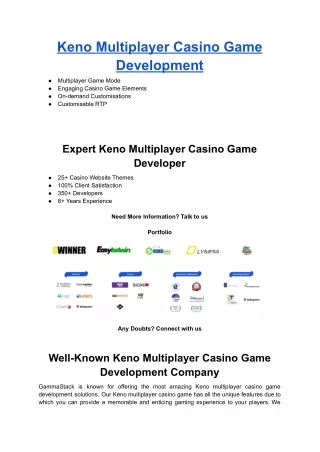 keno multiplayer casino game development