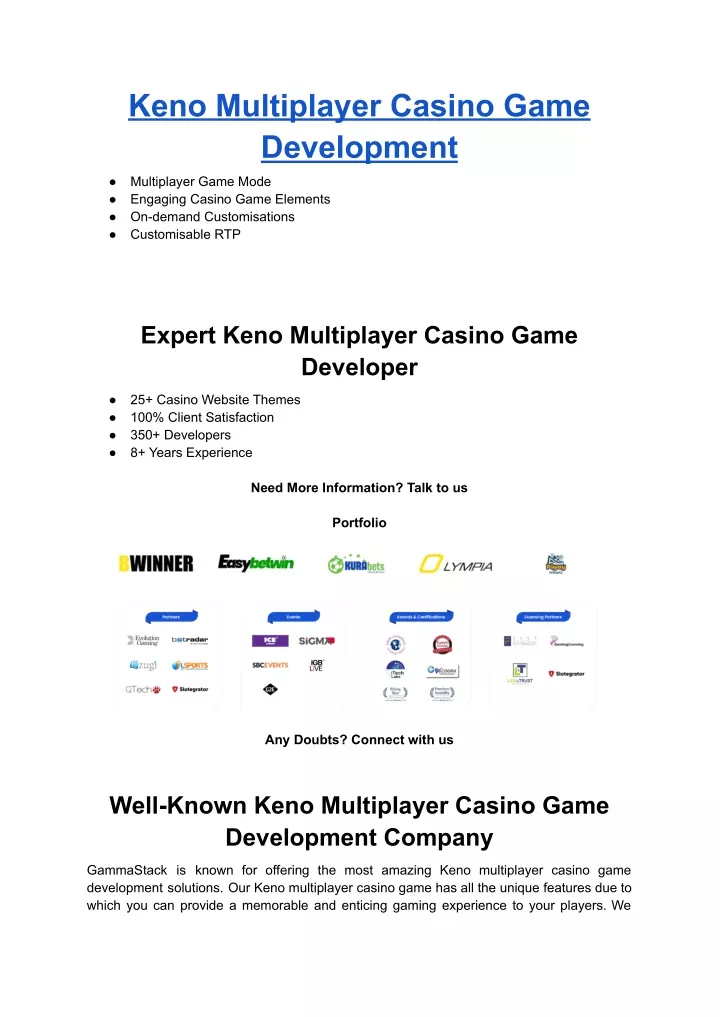keno multiplayer casino game development