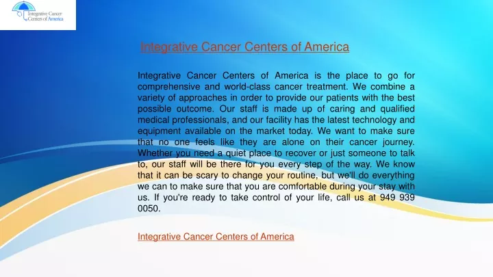 integrative cancer centers of america