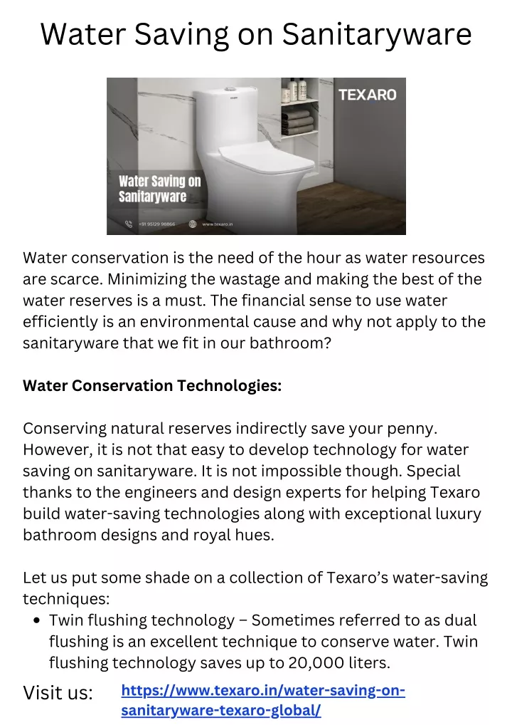 water saving on sanitaryware