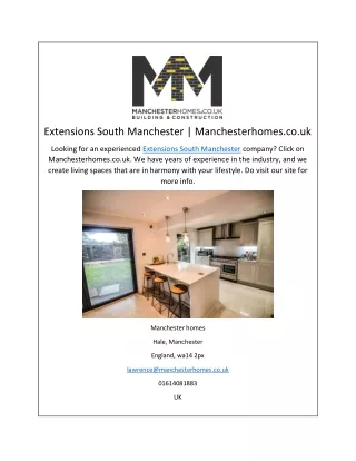 Extensions South Manchester | Manchesterhomes.co.uk