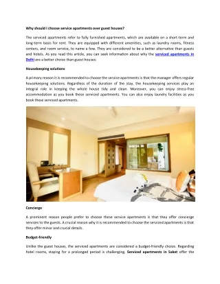service apartments Delhi 2