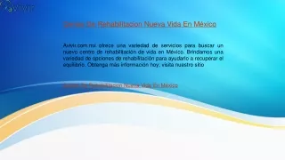 Centro De Rehabilitacion Nueva Vida En México  Avivir.com.mx