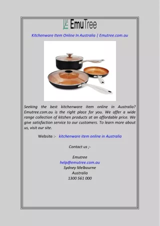 Kitchenware Item Online In Australia  Emutree.com.au
