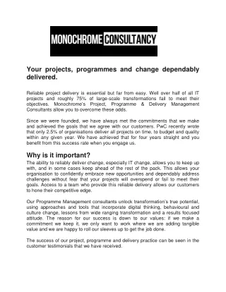your projects programmes and change dependably