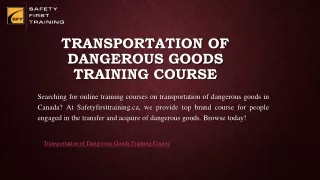 transportation of dangerous goods training course