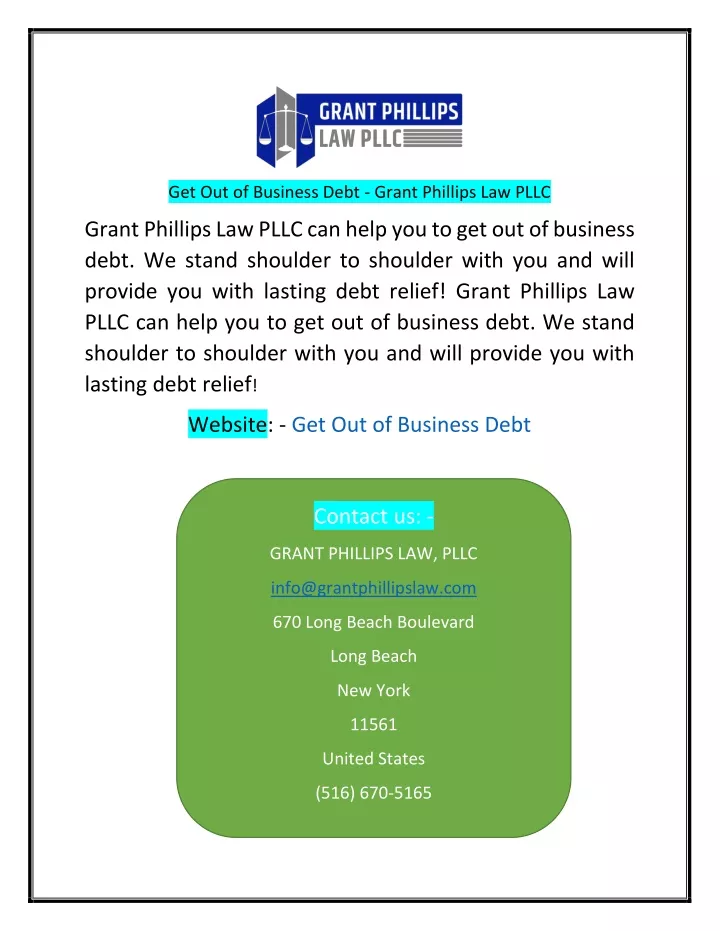 get out of business debt grant phillips law pllc