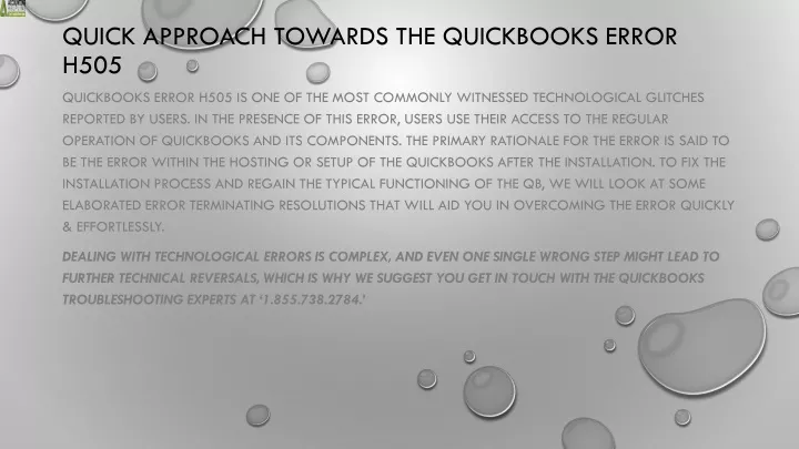 quick approach towards the quickbooks error h505
