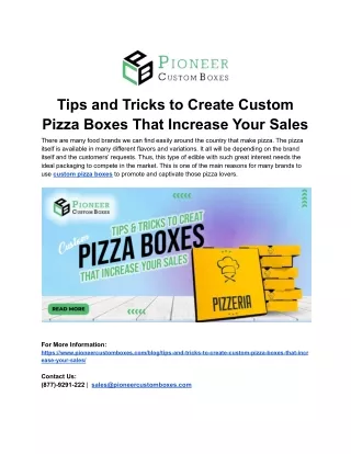 Tips and Tricks to Create Custom Pizza Boxes That Increase Your Sales