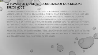 a powerful guide to troubleshoot quickbooks error h505