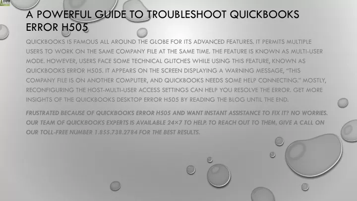 a powerful guide to troubleshoot quickbooks error h505