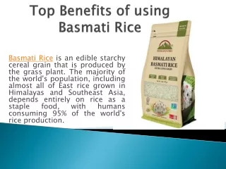 Top Benefits of using Basmati Rice