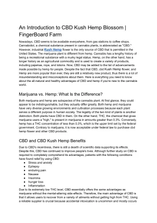 an introduction to cbd kush hemp blossom