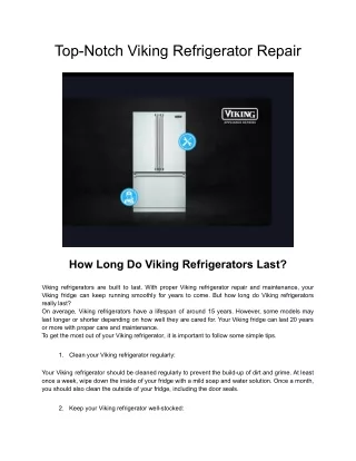 Top-Notch Viking Refrigerator Repair