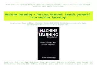 Free download [epub]$$ Machine Learning - Getting Started Launch yourself into machine learning! {PDF EBOOK EPUB KINDLE}