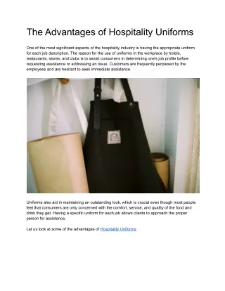 the advantages of hospitality uniforms