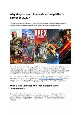 why do you need to create cross platform games