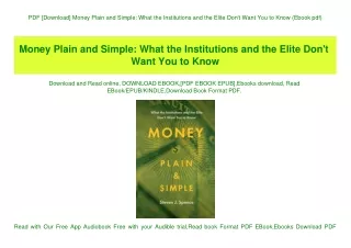 PDF [Download] Money Plain and Simple What the Institutions and the Elite Don't Want You to Know (Ebook pdf)