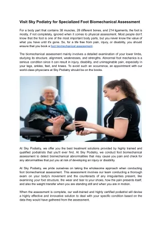 Visit Sky Podiatry for Specialized Foot Biomechanical Assessment