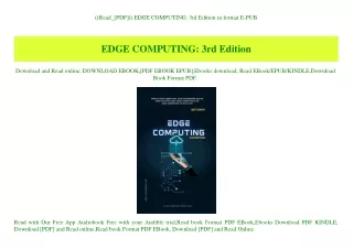((Read_[PDF])) EDGE COMPUTING 3rd Edition in format E-PUB
