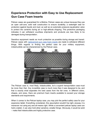 Experience Protection with Easy-to-Use Replacement Gun Case Foam Inserts