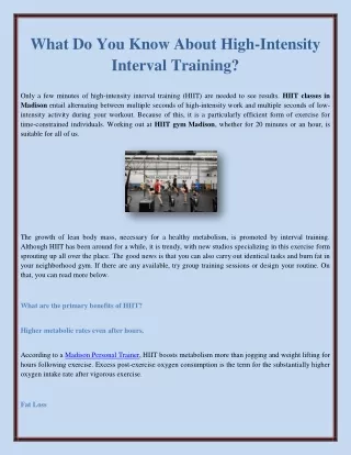 what do you know about high intensity interval