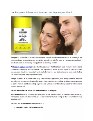 use shilajeet to balance your hormones