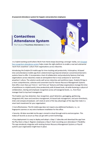 AI-powered attendance system for happier and productive employees