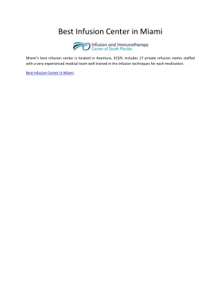 Best Infusion Center in Miami
