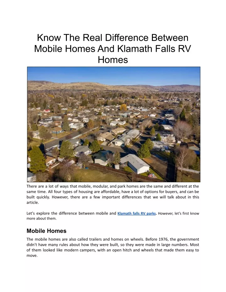 know the real difference between mobile homes