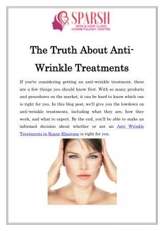 Anti Wrinkle Treatments in Kopar Khairane Call-7738381897