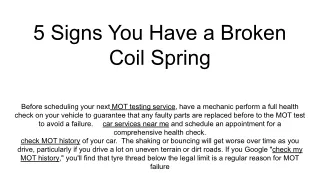 5 signs you have a broken coil spring