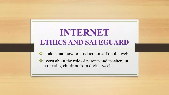 internet ethics and safeguard