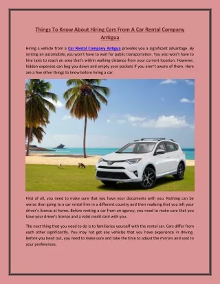 Things To Know About Hiring Cars From A Car Rental Company Antigua