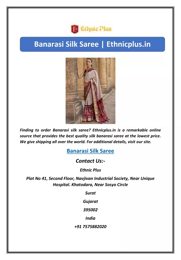 banarasi silk saree ethnicplus in