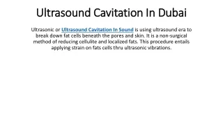 ultrasound cavitation in dubai