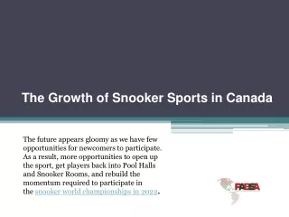 The Growth of Snooker Sports in Canada