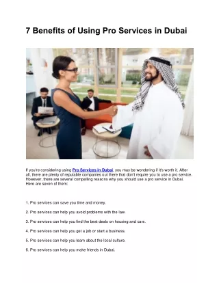 7 Benefits of Using Pro Services in Dubai