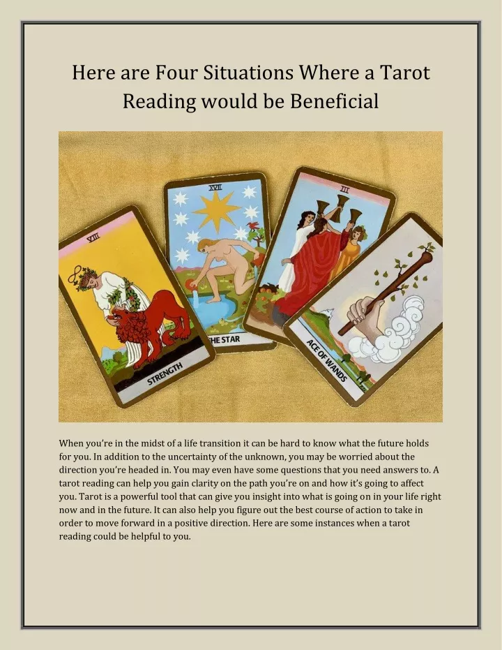 here are four situations where a tarot reading
