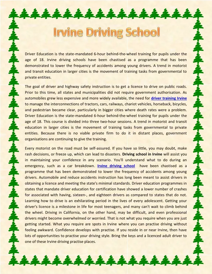 driver education is the state mandated 6 hour